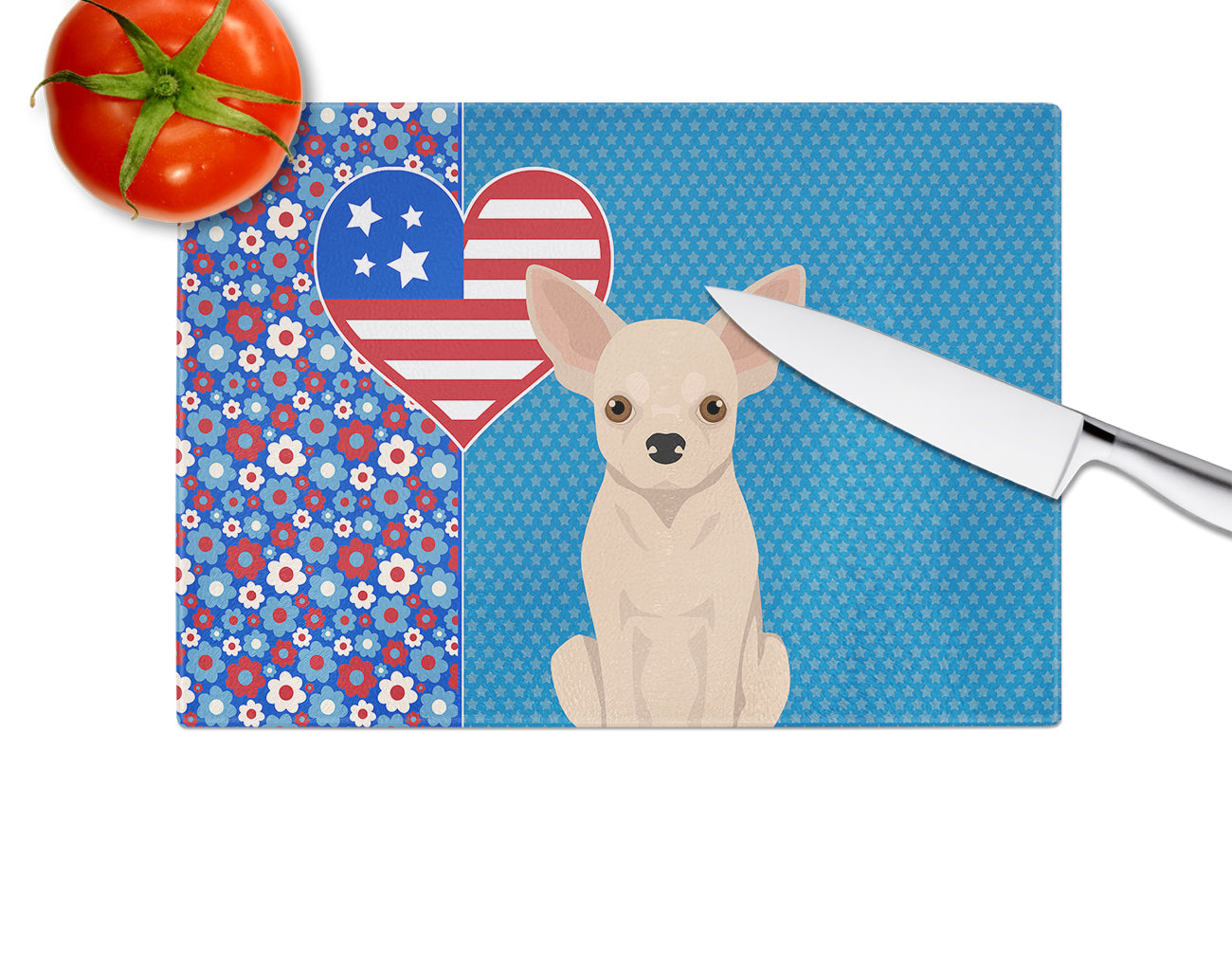 Fawn Chihuahua USA American Glass Cutting Board Large - the-store.com