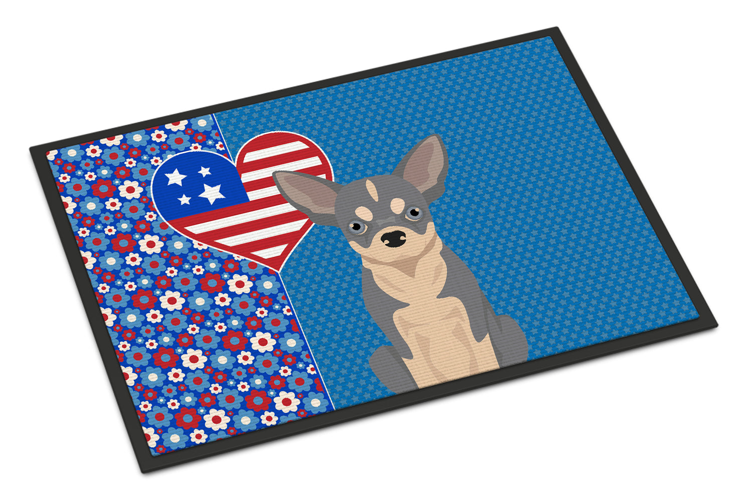 Buy this Blue and White Chihuahua USA American Indoor or Outdoor Mat 24x36