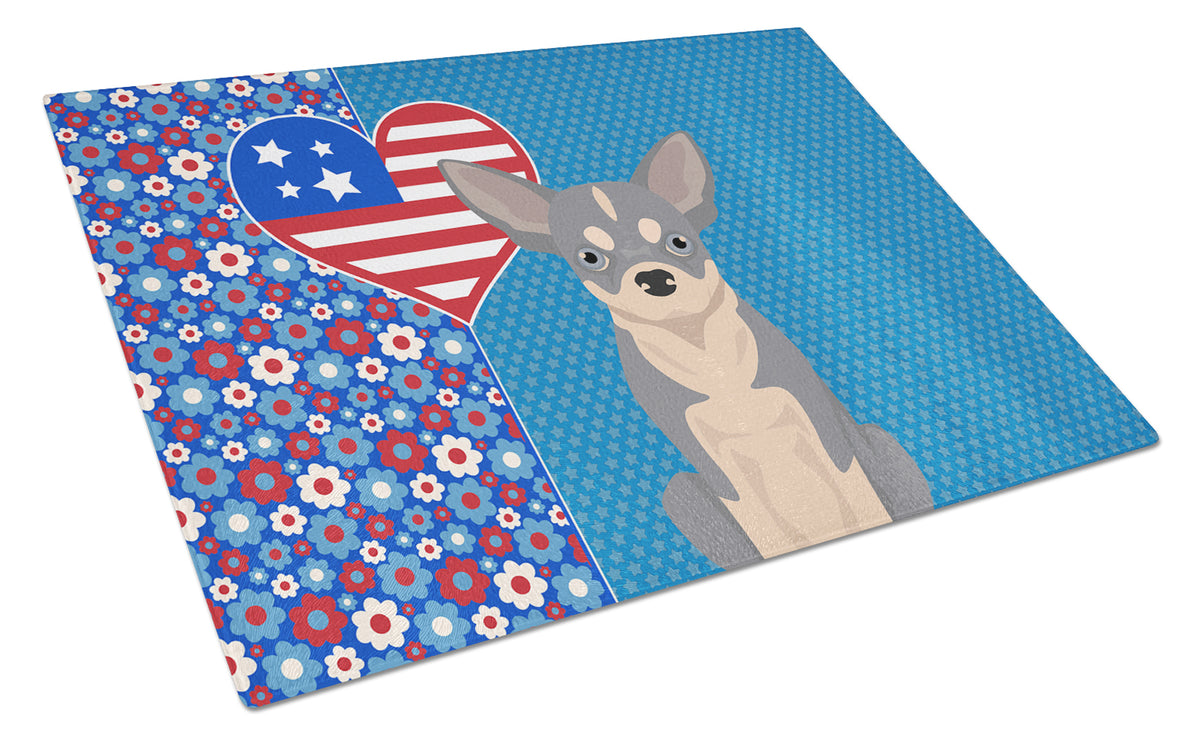 Buy this Blue and White Chihuahua USA American Glass Cutting Board Large