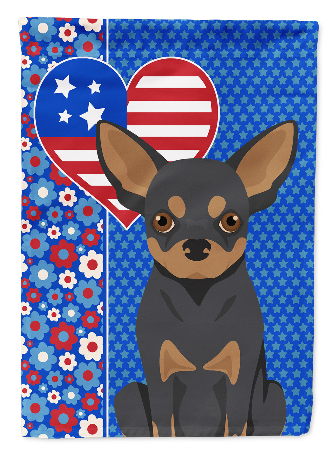 Black and Tan Chihuahua USA American Flag Garden Size