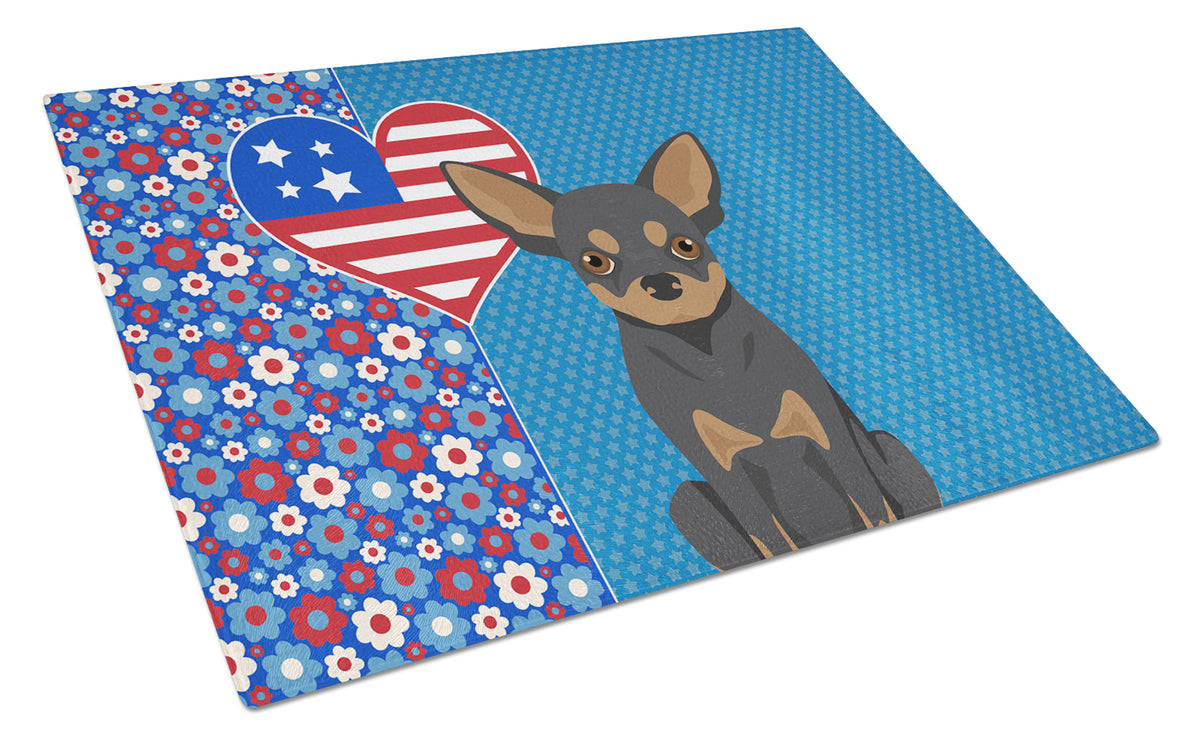 Buy this Black and Tan Chihuahua USA American Glass Cutting Board Large