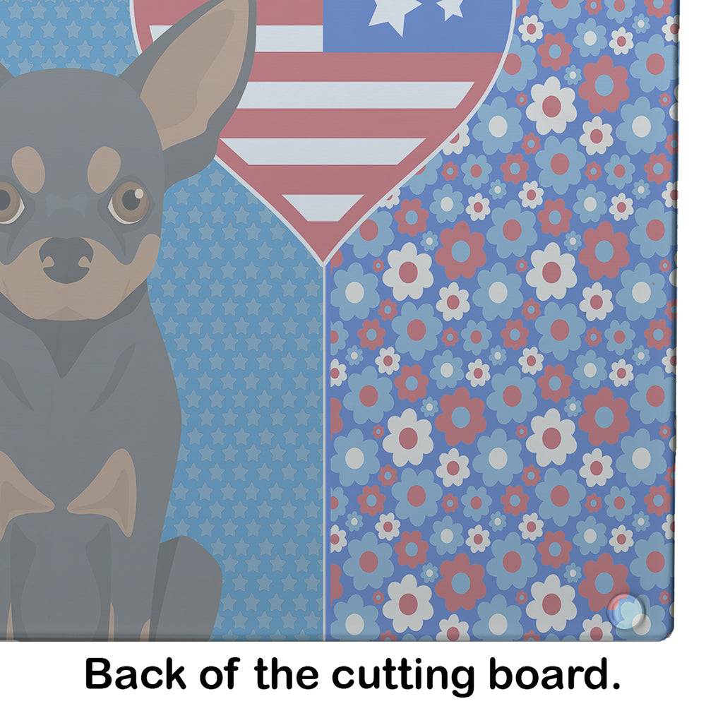 Black and Tan Chihuahua USA American Glass Cutting Board Large - the-store.com