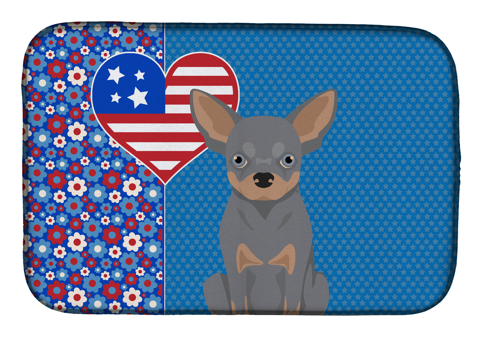 Blue and Tan Chihuahua USA American Dish Drying Mat  the-store.com.