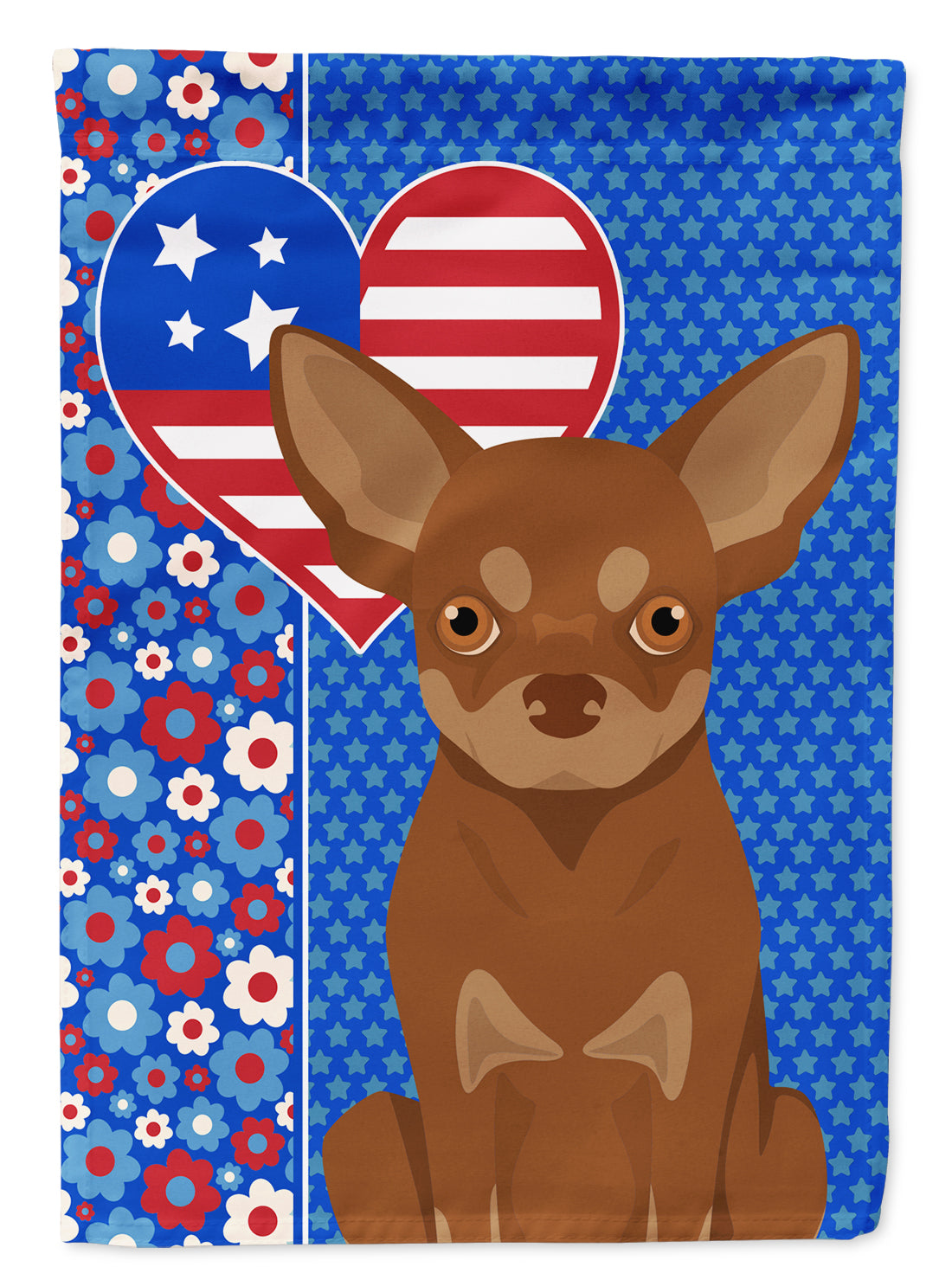 Chocolate and Tan Chihuahua USA American Flag Garden Size