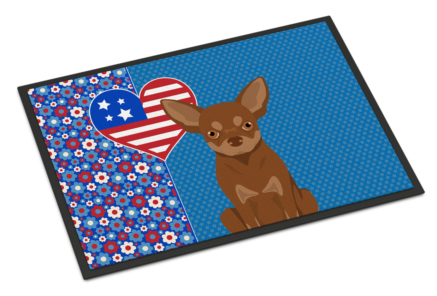 Buy this Chocolate and Tan Chihuahua USA American Indoor or Outdoor Mat 24x36