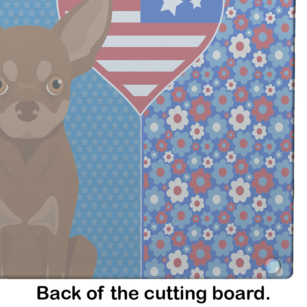 Chocolate and Tan Chihuahua USA American Glass Cutting Board Large - the-store.com