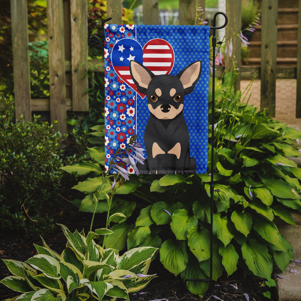 Black and Cream Chihuahua USA American Flag Garden Size  the-store.com.