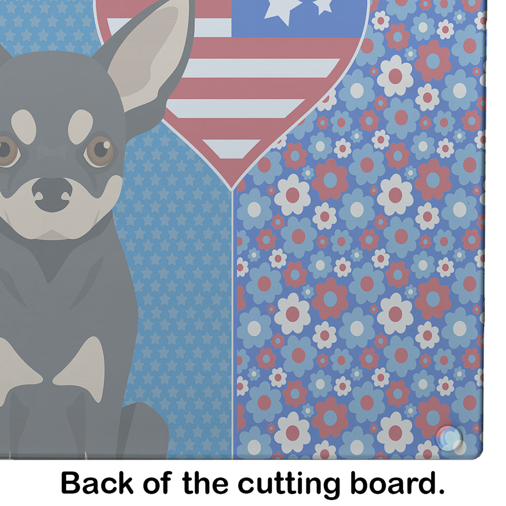 Black and Cream Chihuahua USA American Glass Cutting Board Large - the-store.com