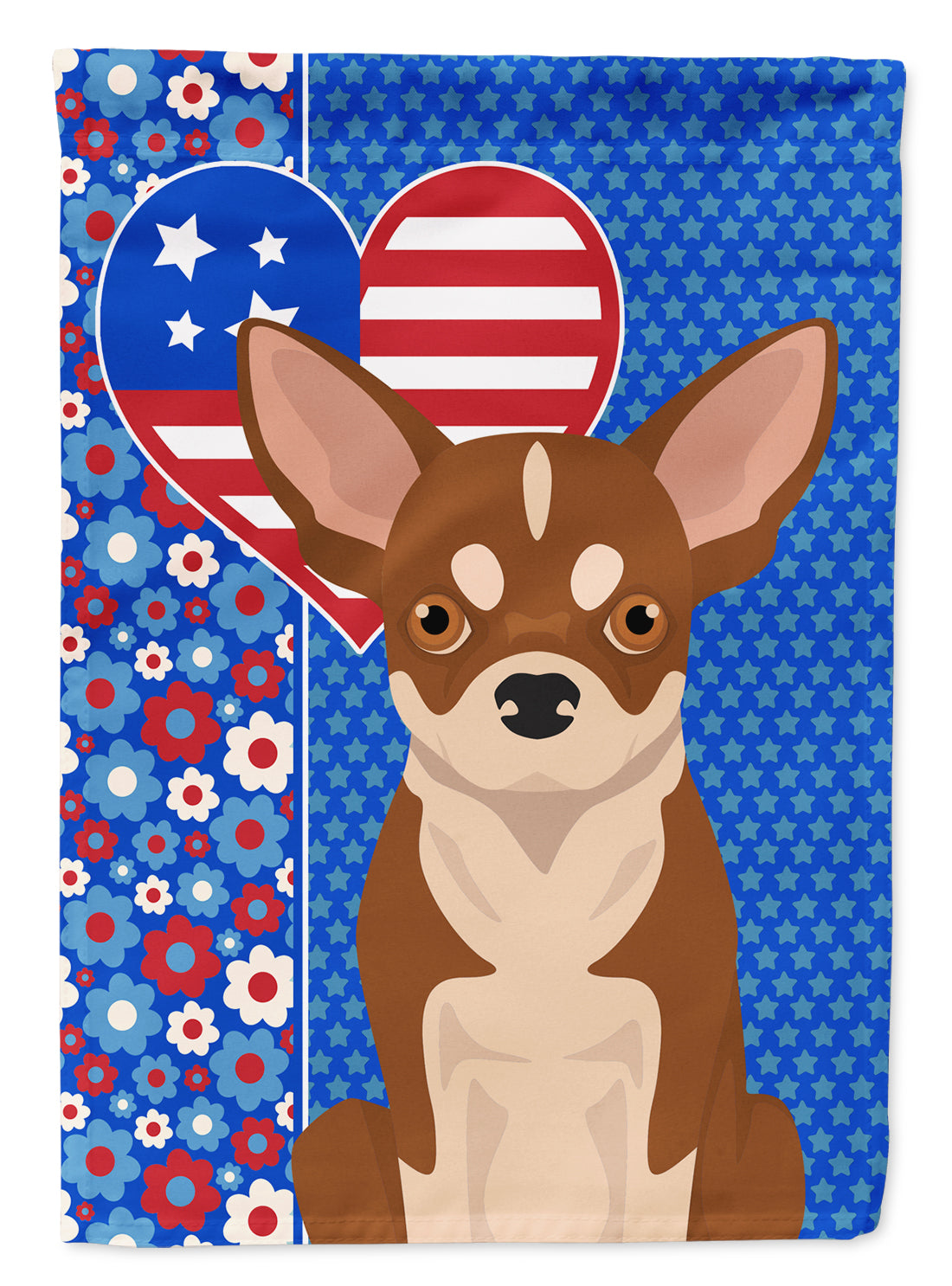 Red and White Chihuahua USA American Flag Garden Size