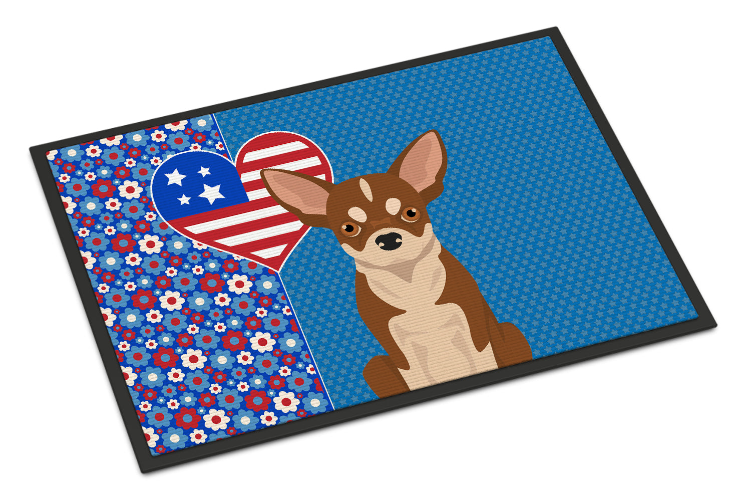 Buy this Red and White Chihuahua USA American Indoor or Outdoor Mat 24x36