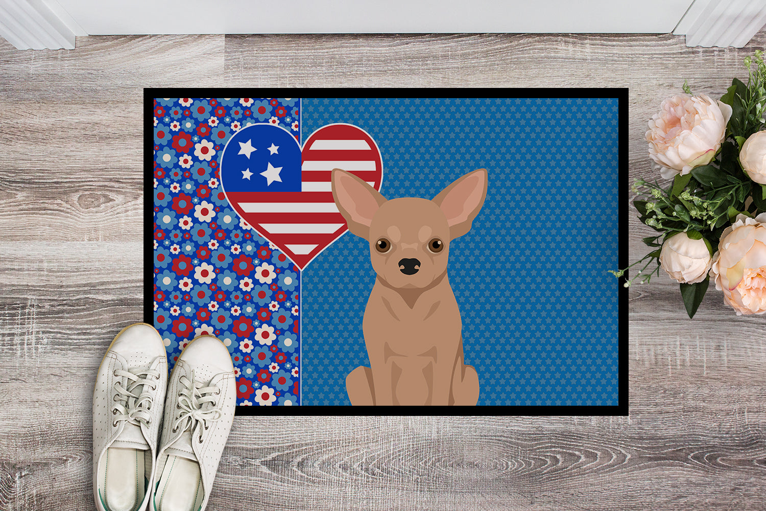 Buy this Cream Chihuahua USA American Indoor or Outdoor Mat 24x36