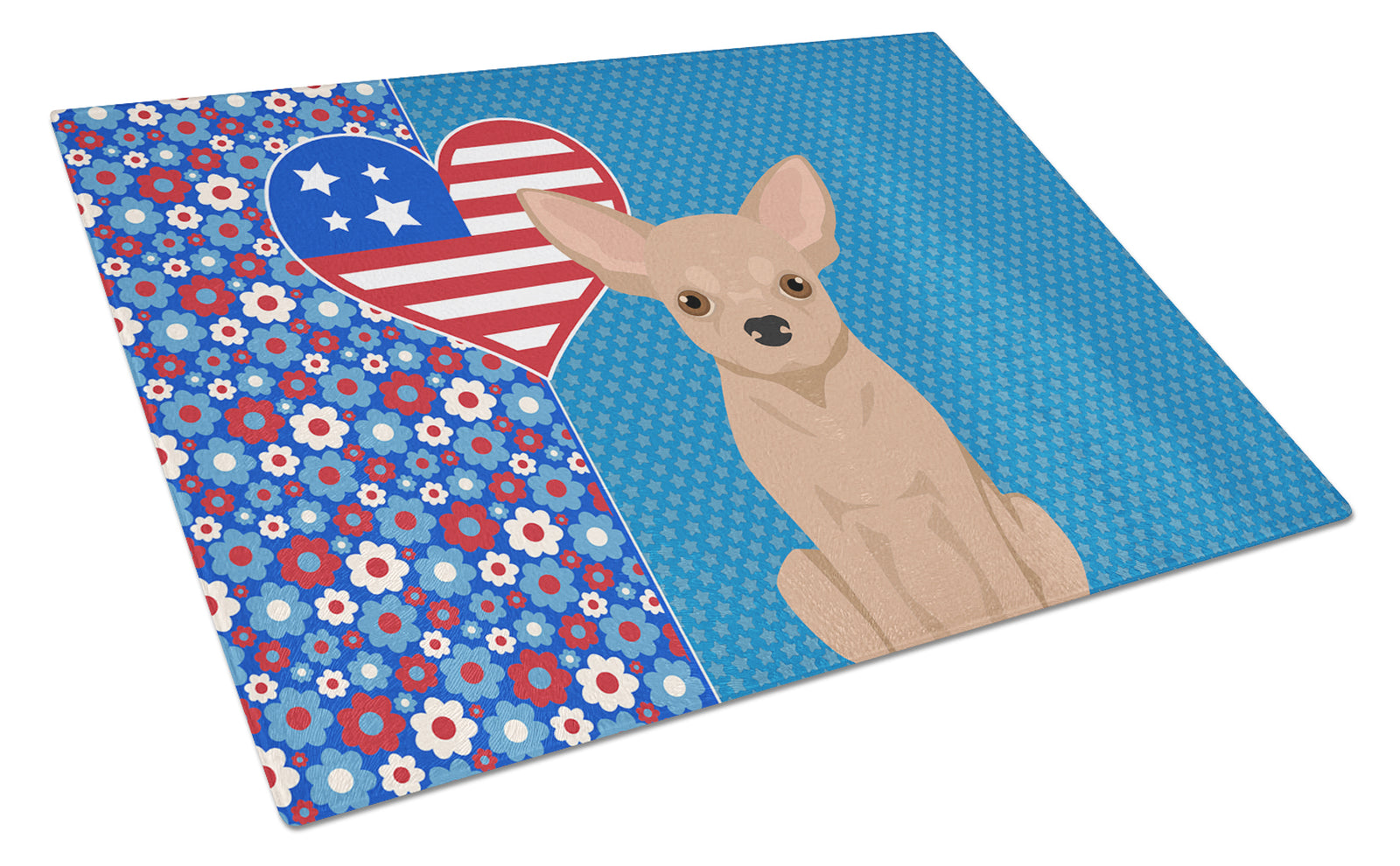 Buy this Cream Chihuahua USA American Glass Cutting Board Large
