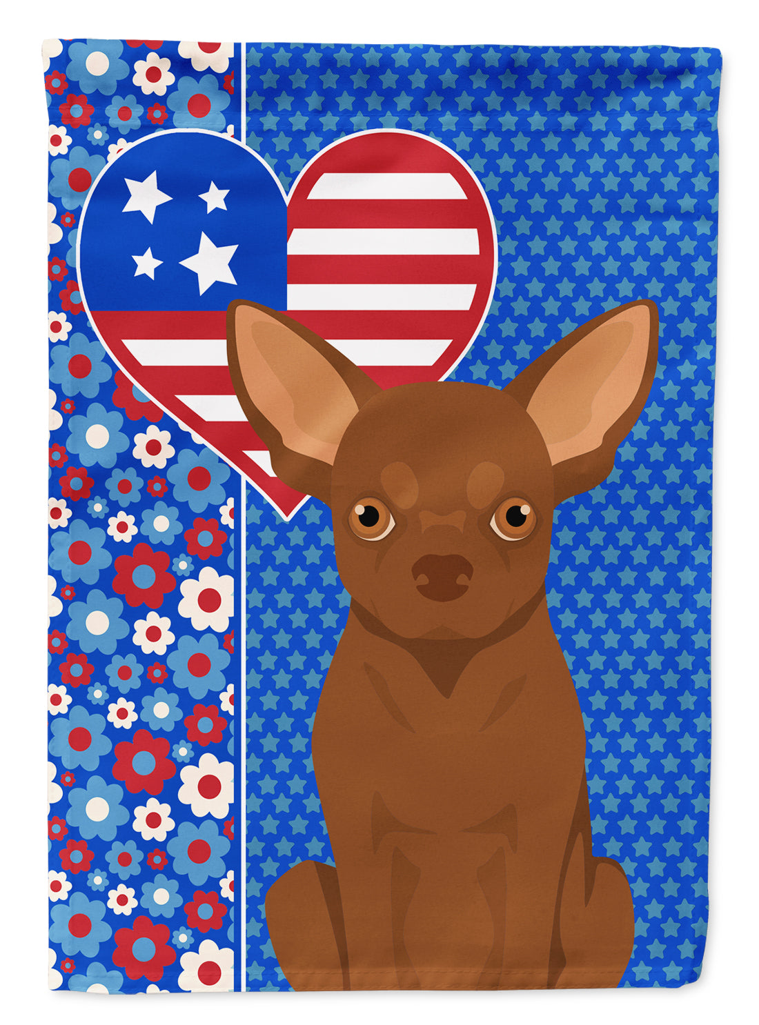 Chocolate Chihuahua USA American Flag Garden Size