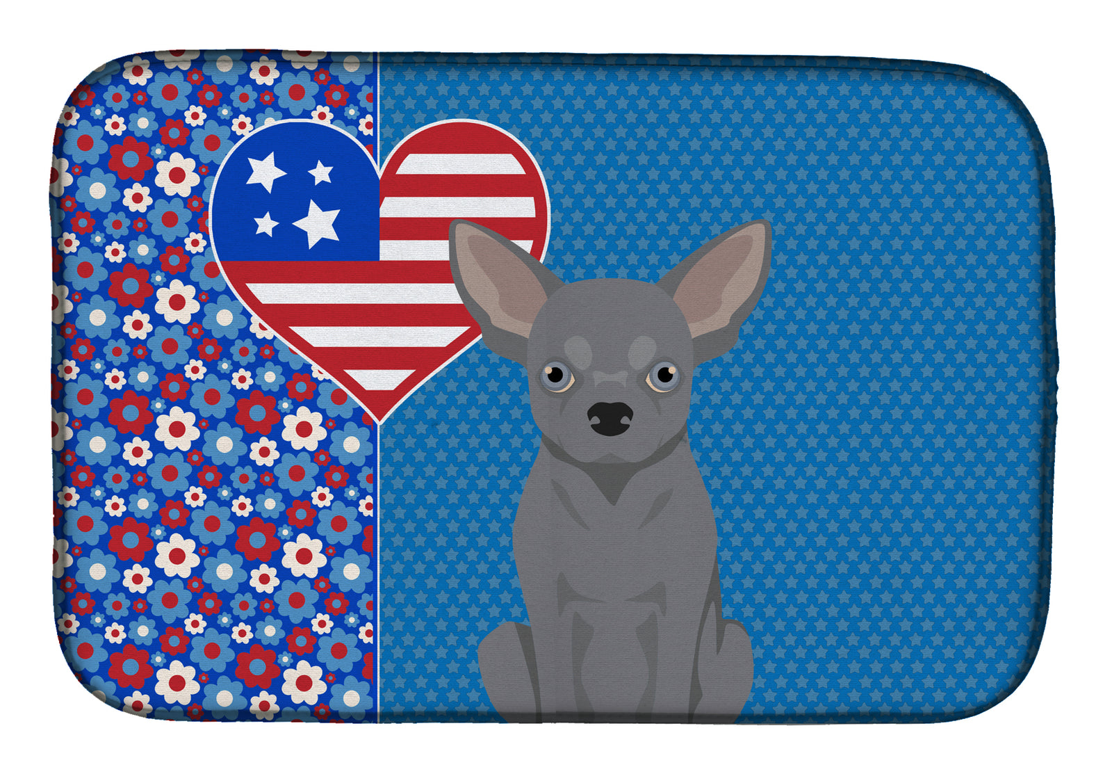 Blue Chihuahua USA American Dish Drying Mat