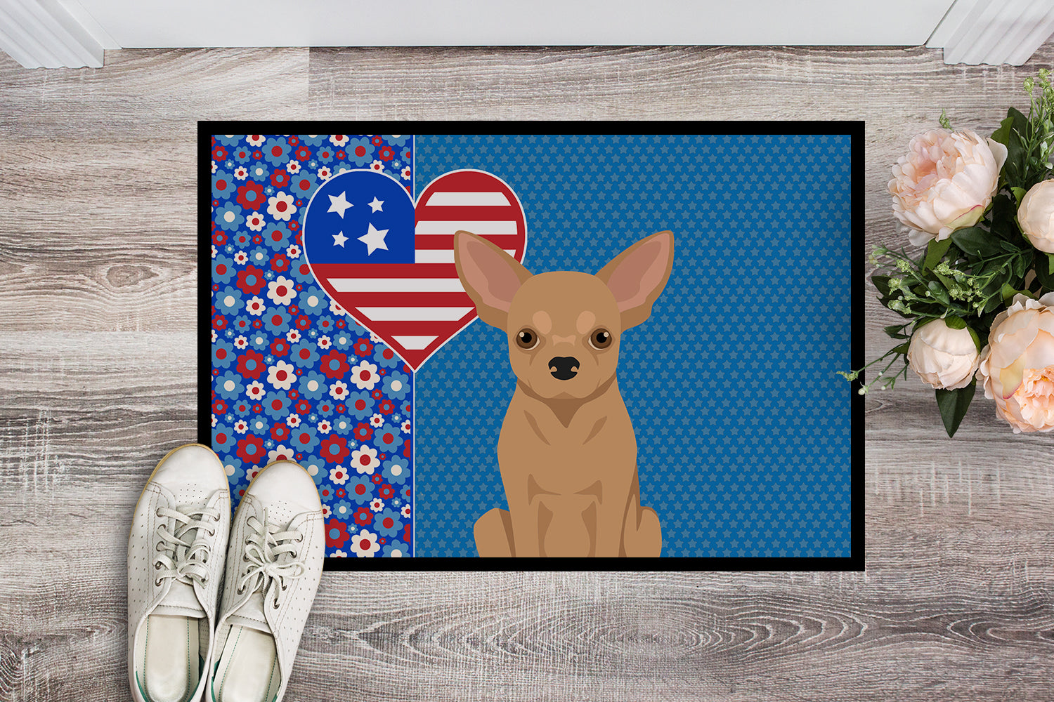 Gold Chihuahua USA American Indoor or Outdoor Mat 24x36 - the-store.com