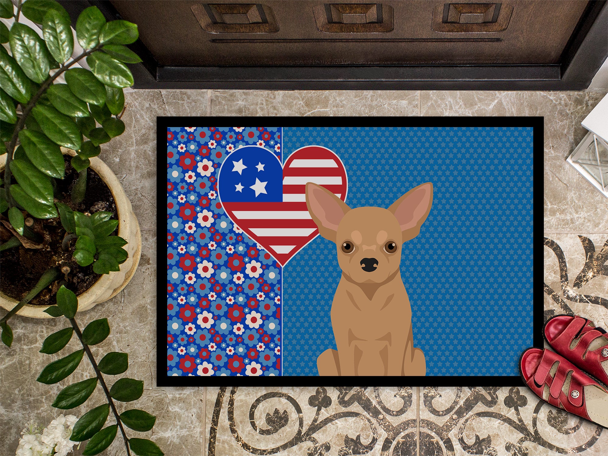 Gold Chihuahua USA American Indoor or Outdoor Mat 24x36 - the-store.com