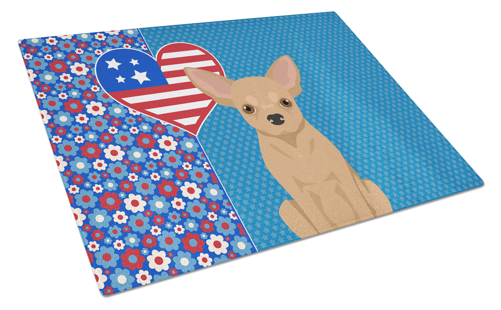 Buy this Gold Chihuahua USA American Glass Cutting Board Large