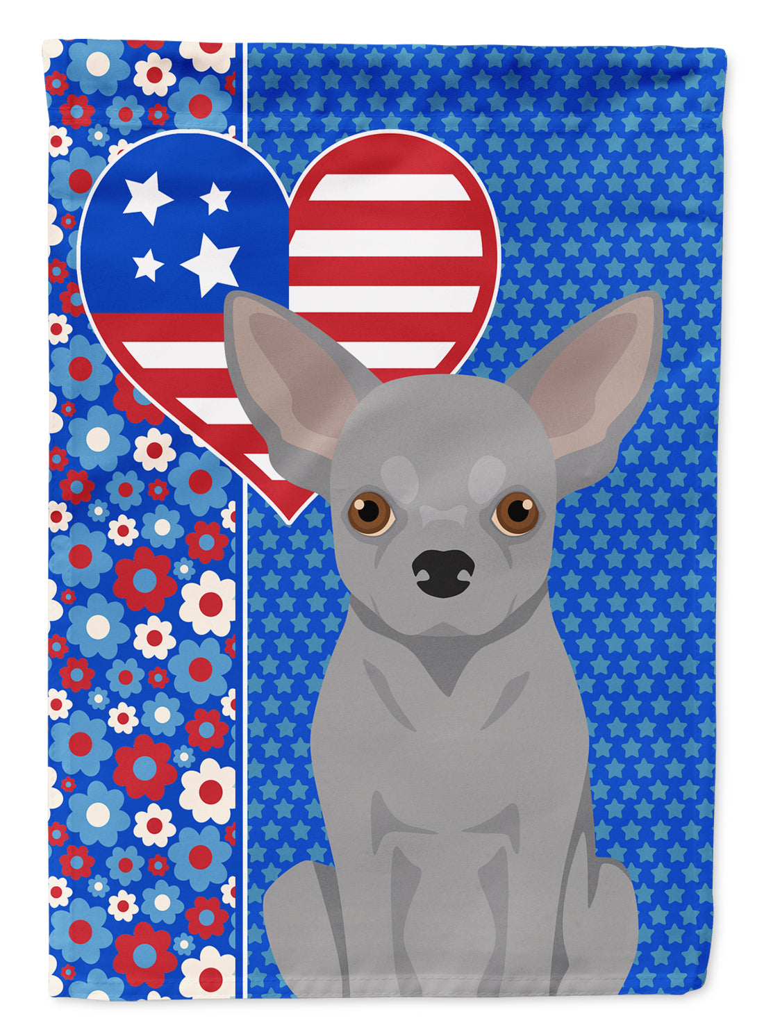 Silver Chihuahua USA American Flag Garden Size