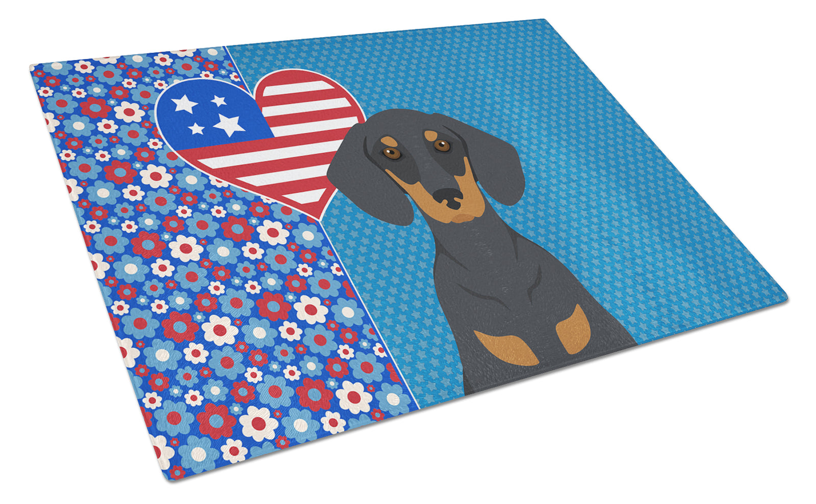 Buy this Black and Tan Dachshund USA American Glass Cutting Board Large