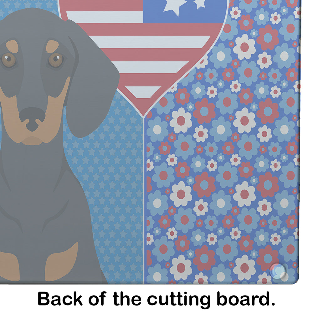 Black and Tan Dachshund USA American Glass Cutting Board Large - the-store.com