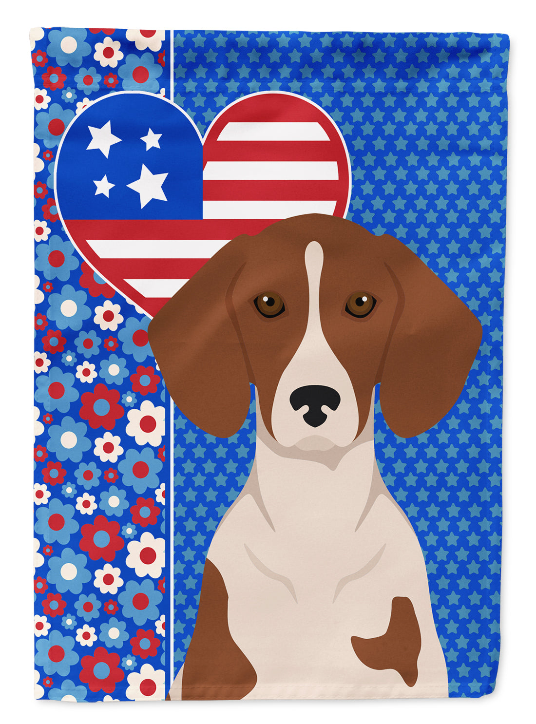 Red Piebald Dachshund USA American Flag Garden Size  the-store.com.