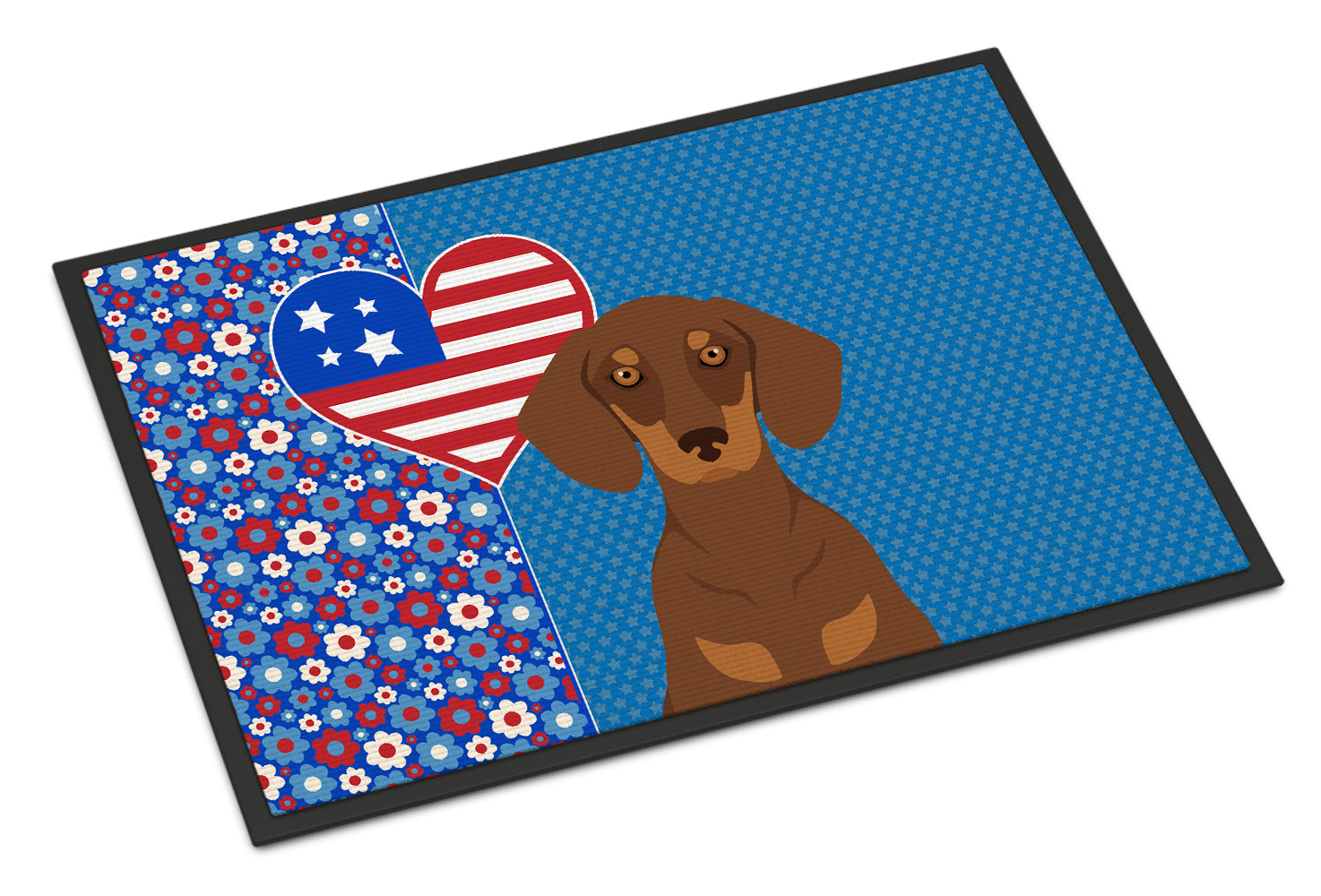 Buy this Chocolate and Tan Dachshund USA American Indoor or Outdoor Mat 24x36