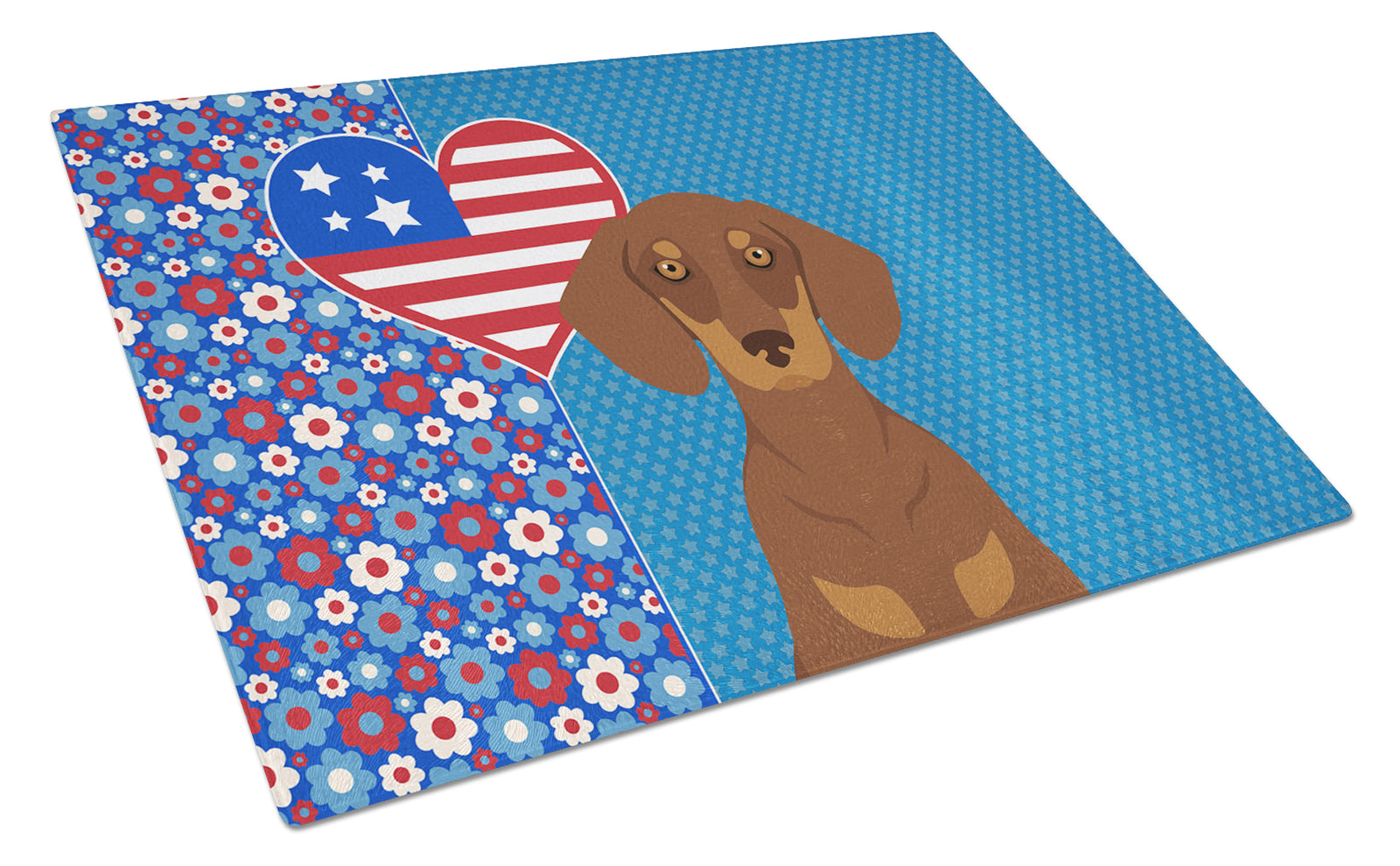 Buy this Chocolate and Tan Dachshund USA American Glass Cutting Board Large