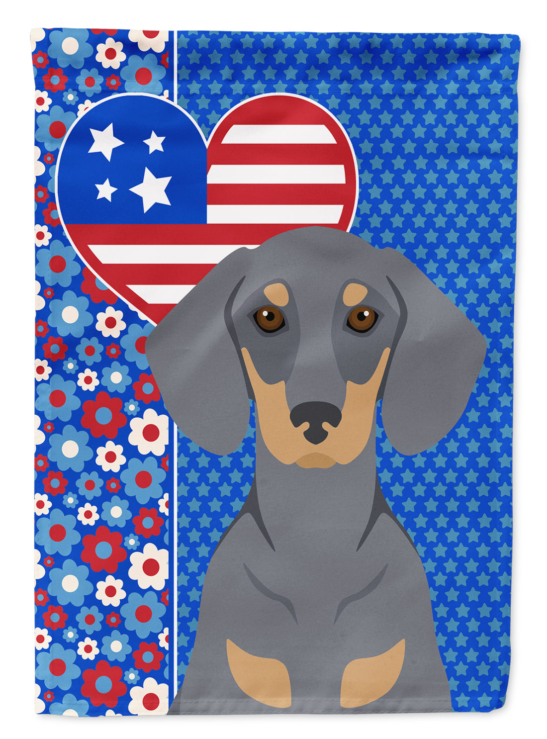 Blue and Tan Dachshund USA American Flag Garden Size  the-store.com.