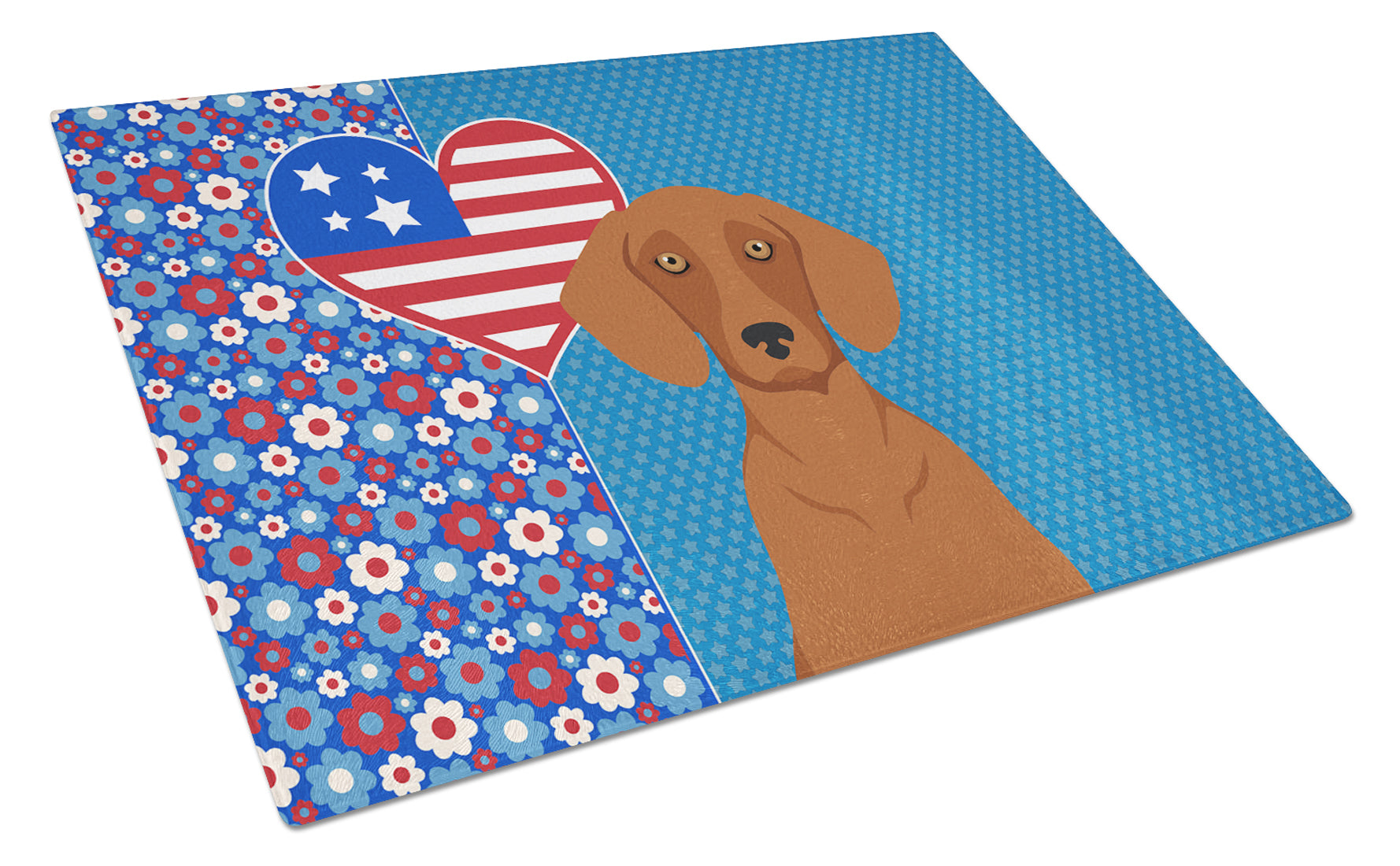 Buy this Red Dachshund USA American Glass Cutting Board Large