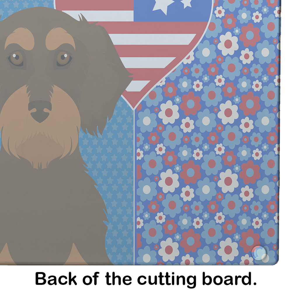 Wirehair Chocolate and Tan Dachshund USA American Glass Cutting Board Large - the-store.com