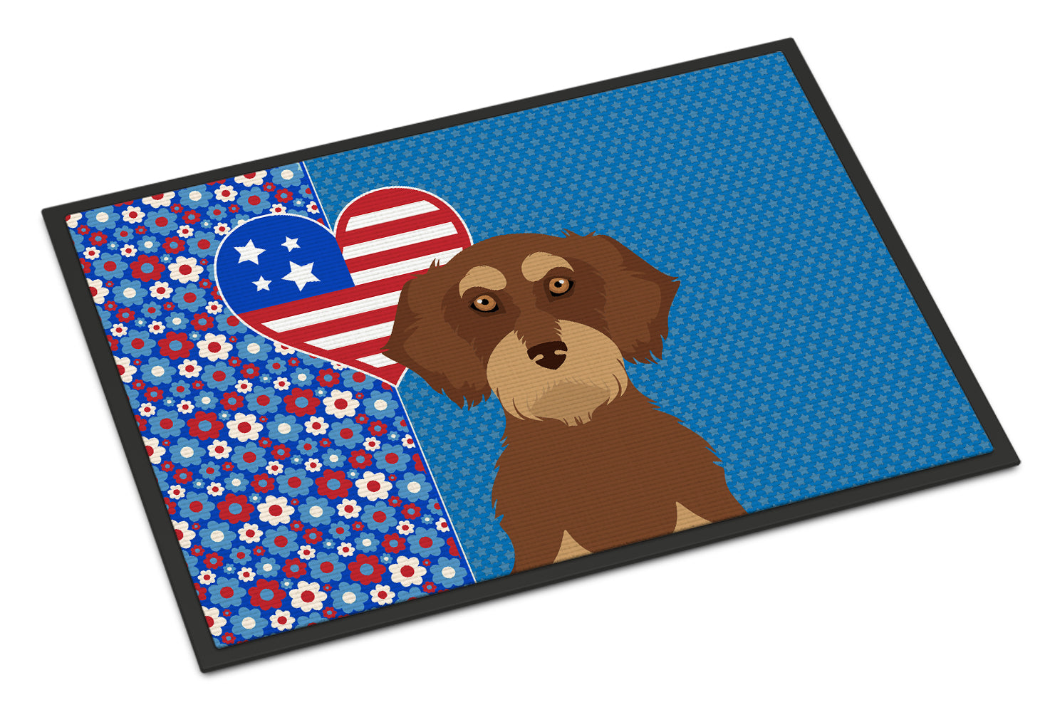 Buy this Wirehair Red and Tan Dachshund USA American Indoor or Outdoor Mat 24x36