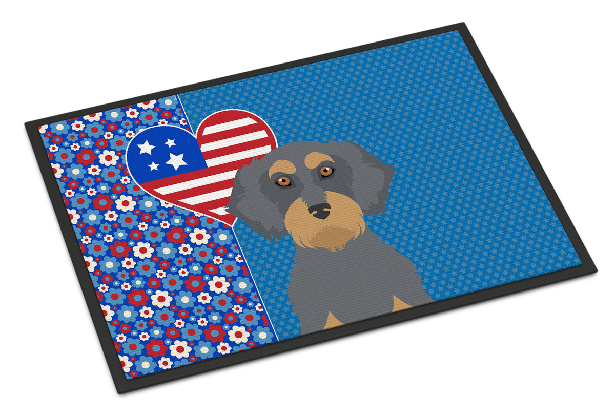 Buy this Wirehair Blue and Tan Dachshund USA American Indoor or Outdoor Mat 24x36