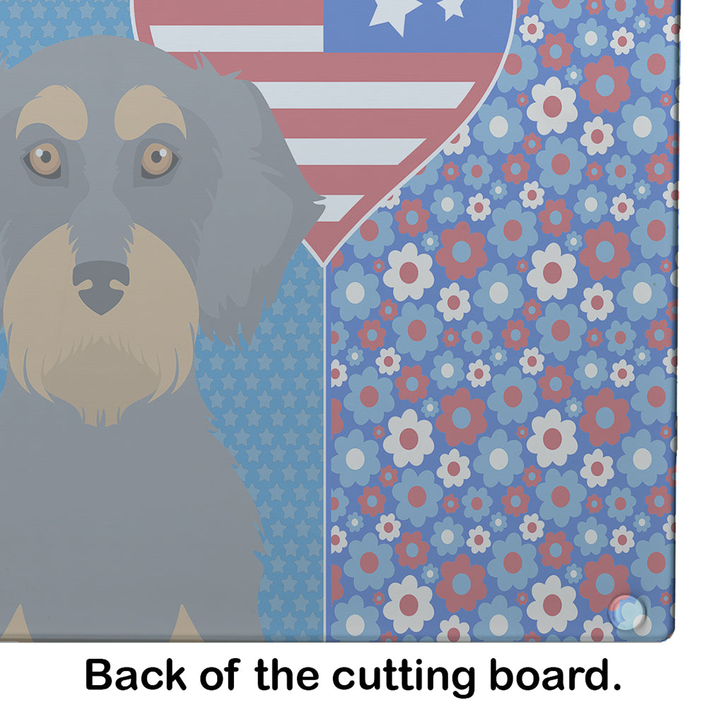 Wirehair Blue and Tan Dachshund USA American Glass Cutting Board Large - the-store.com