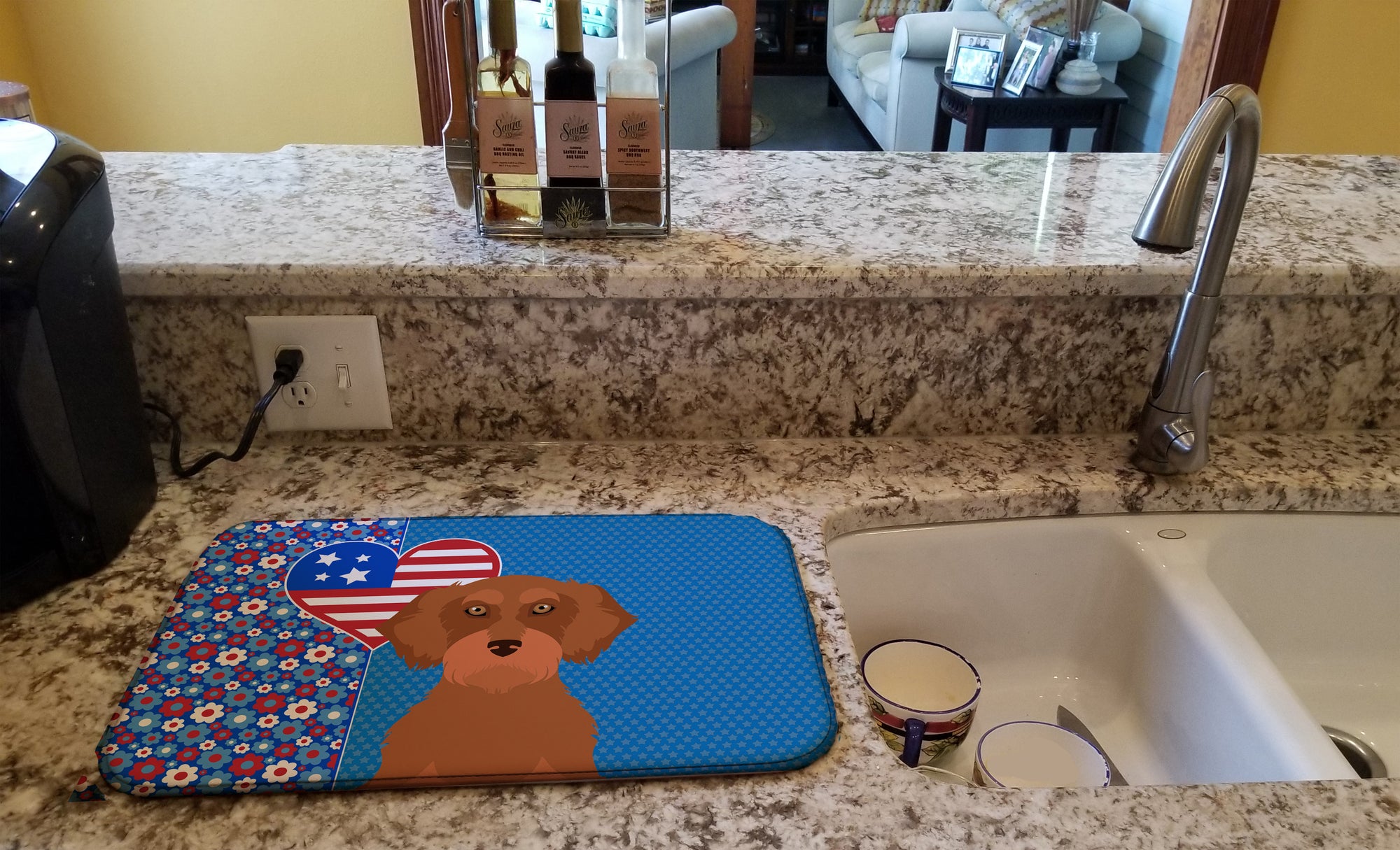 Wirehair Red Dachshund USA American Dish Drying Mat  the-store.com.