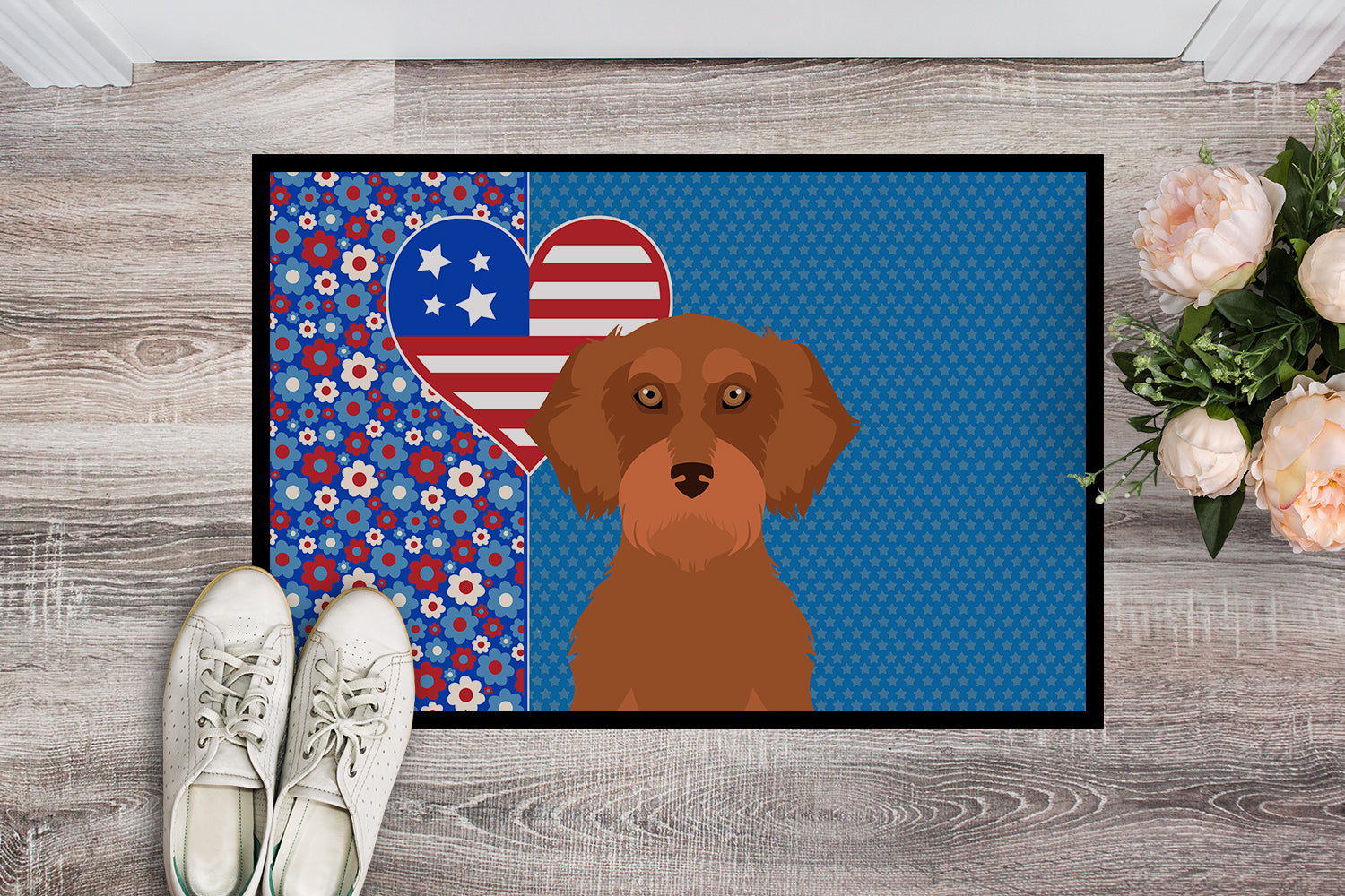 Buy this Wirehair Red Dachshund USA American Indoor or Outdoor Mat 24x36