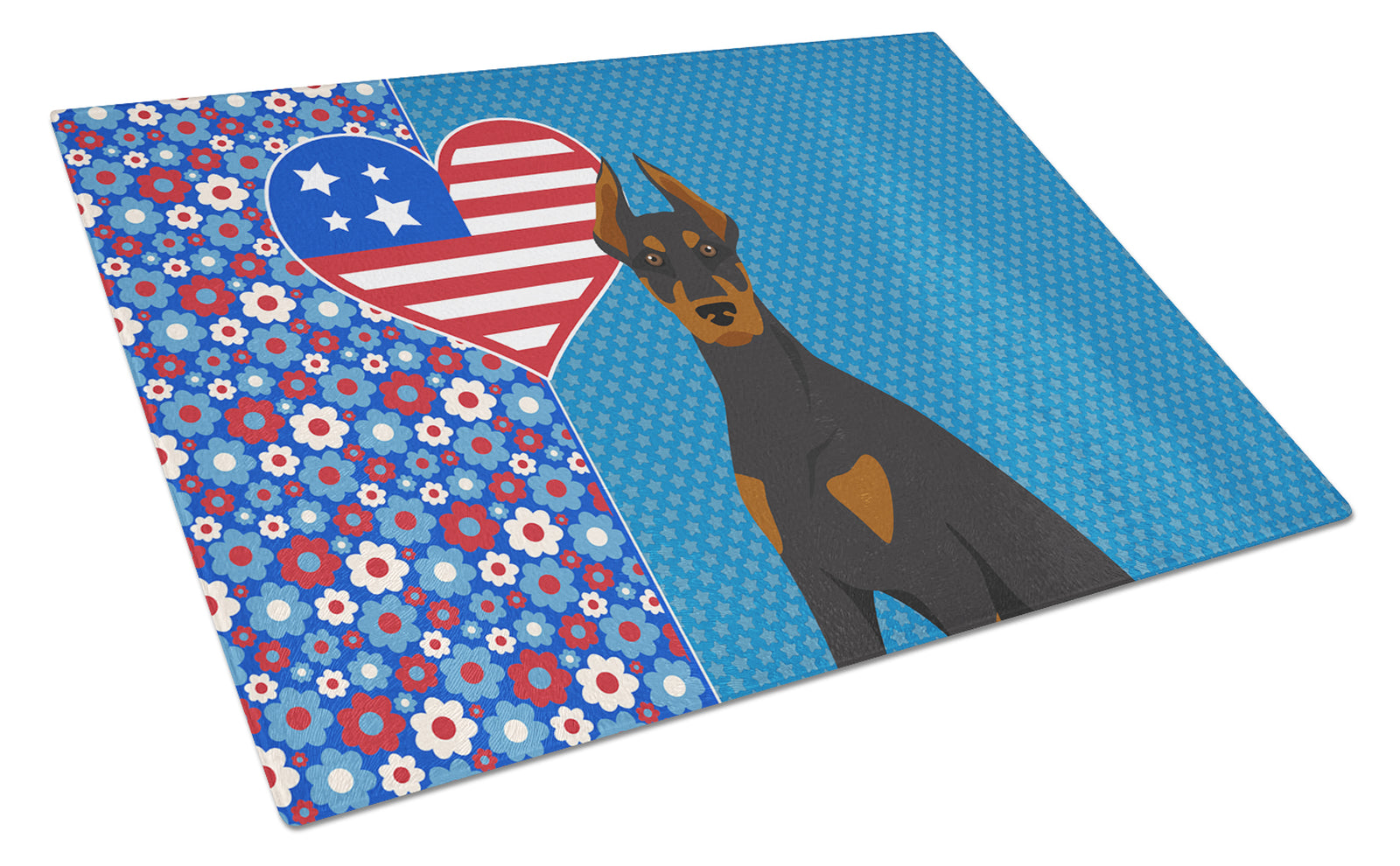 Buy this Black and Tan Doberman Pinscher USA American Glass Cutting Board Large