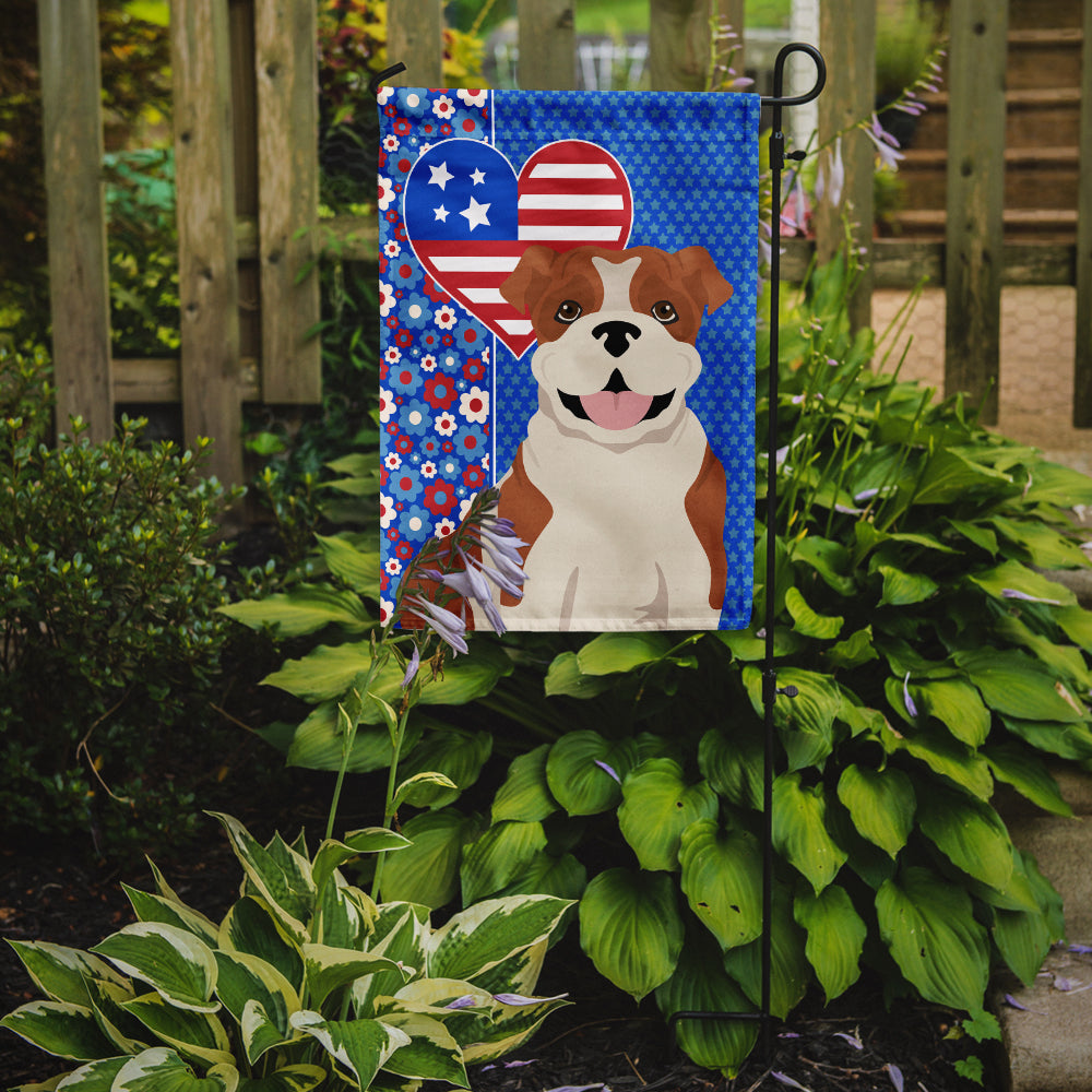 Red English Bulldog USA American Flag Garden Size  the-store.com.