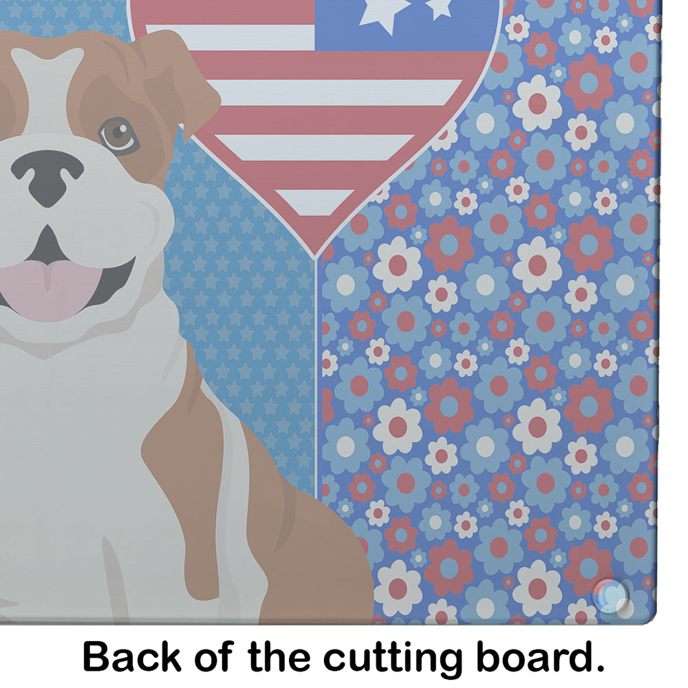 Red English Bulldog USA American Glass Cutting Board Large - the-store.com