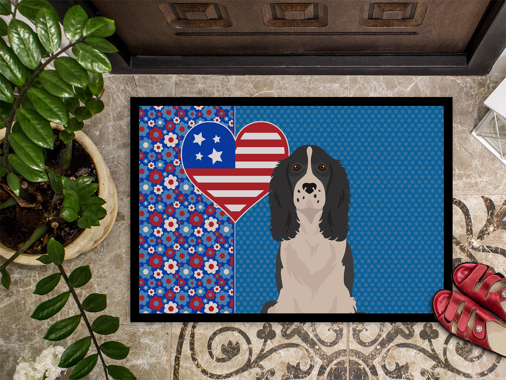 Black English Springer Spaniel USA American Indoor or Outdoor Mat 24x36 - the-store.com