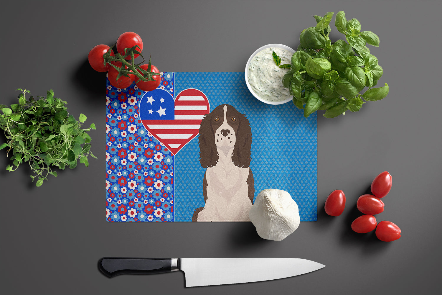 Liver English Springer Spaniel USA American Glass Cutting Board Large - the-store.com