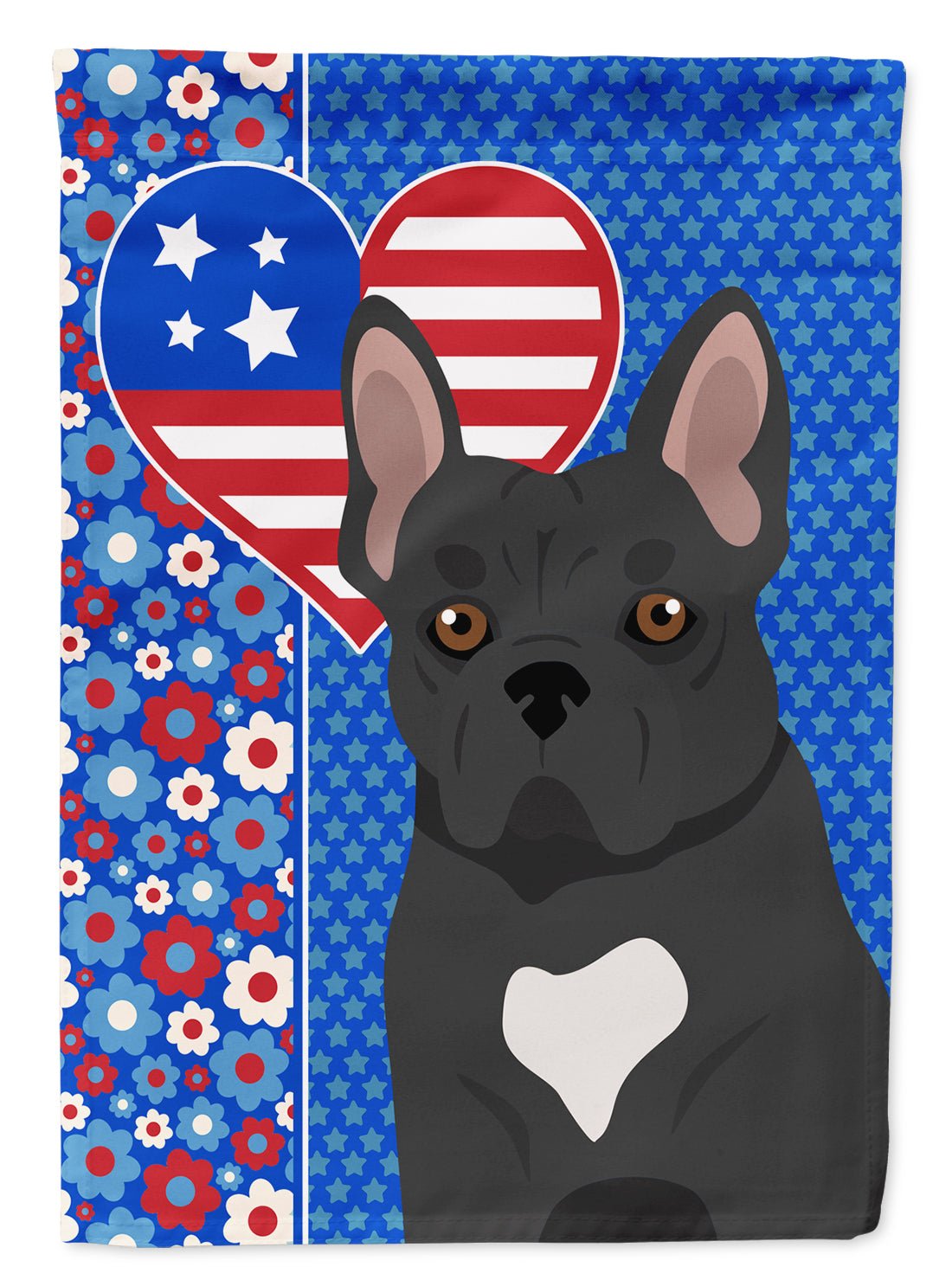 Black French Bulldog USA American Flag Garden Size