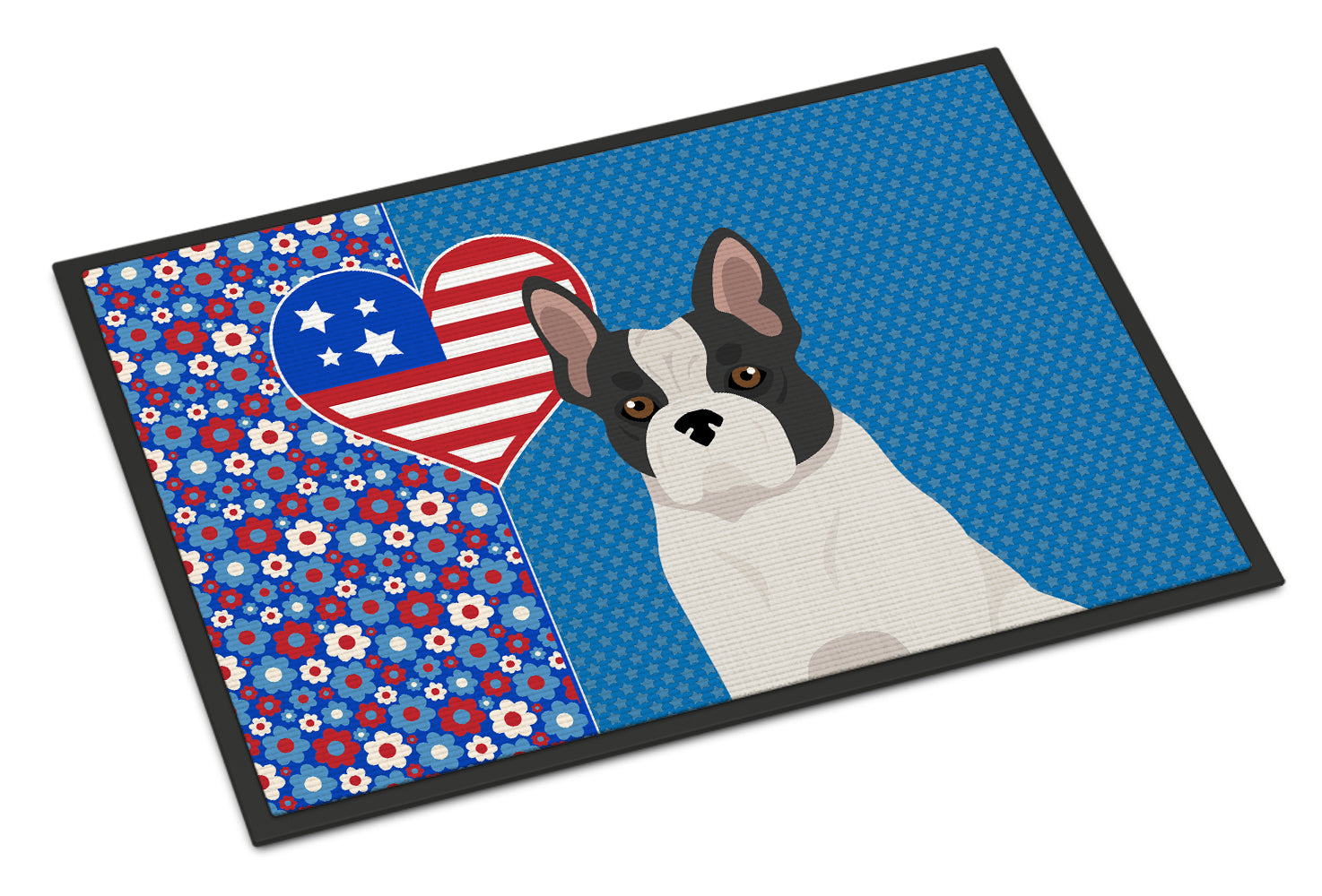 Buy this Black and White French Bulldog USA American Indoor or Outdoor Mat 24x36
