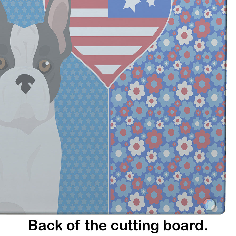 Black and White French Bulldog USA American Glass Cutting Board Large - the-store.com