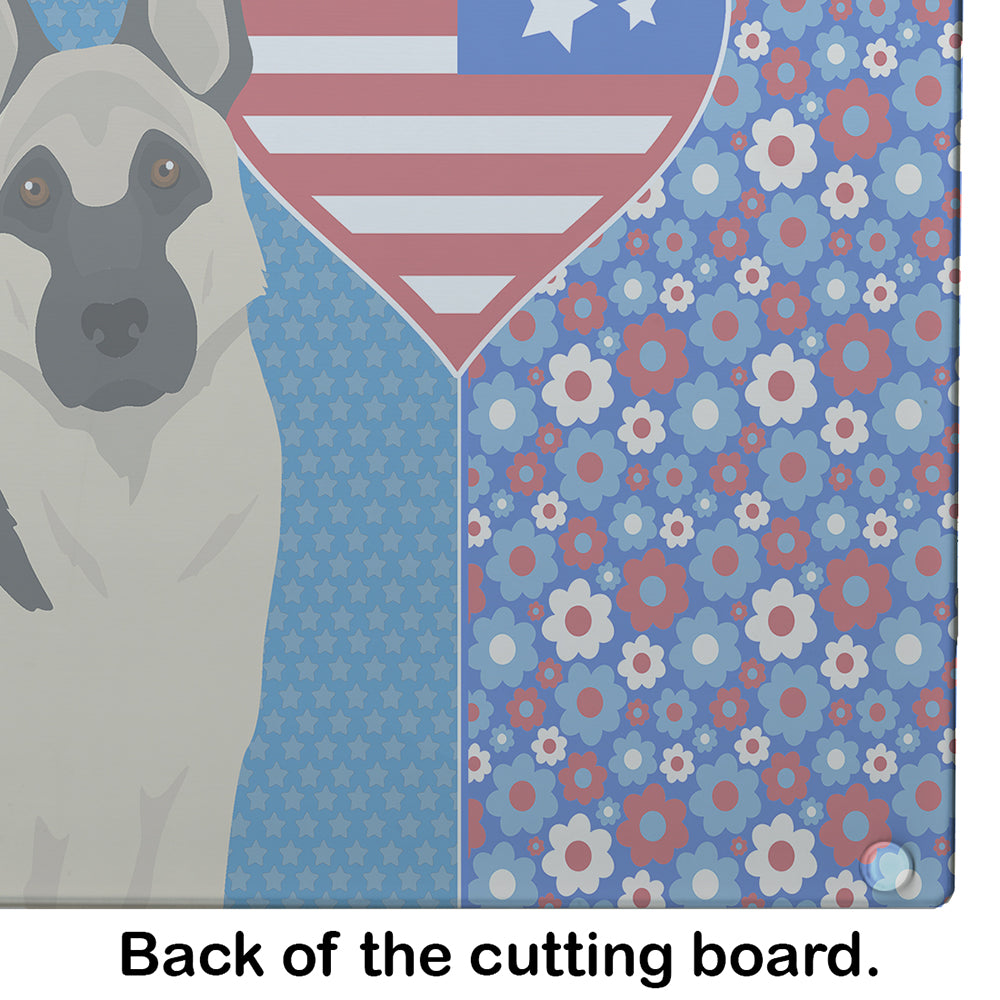 Black and Silver German Shepherd USA American Glass Cutting Board Large - the-store.com