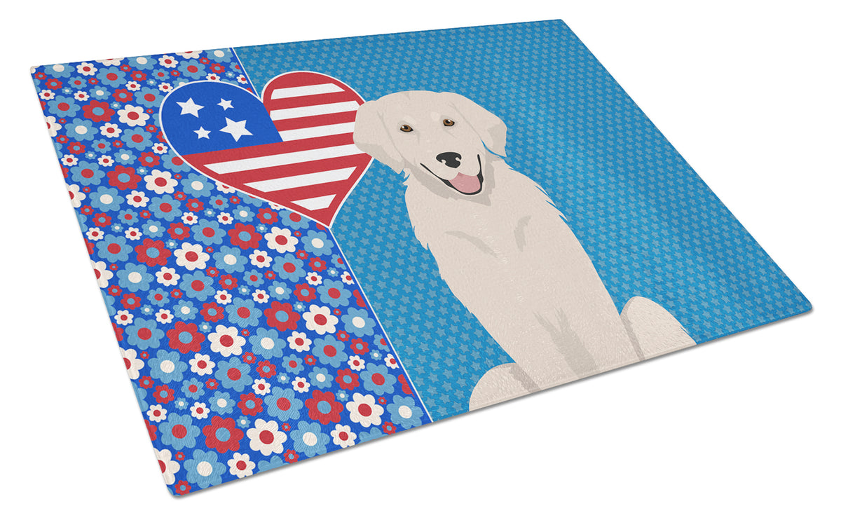Buy this Cream Golden Retriever USA American Glass Cutting Board Large