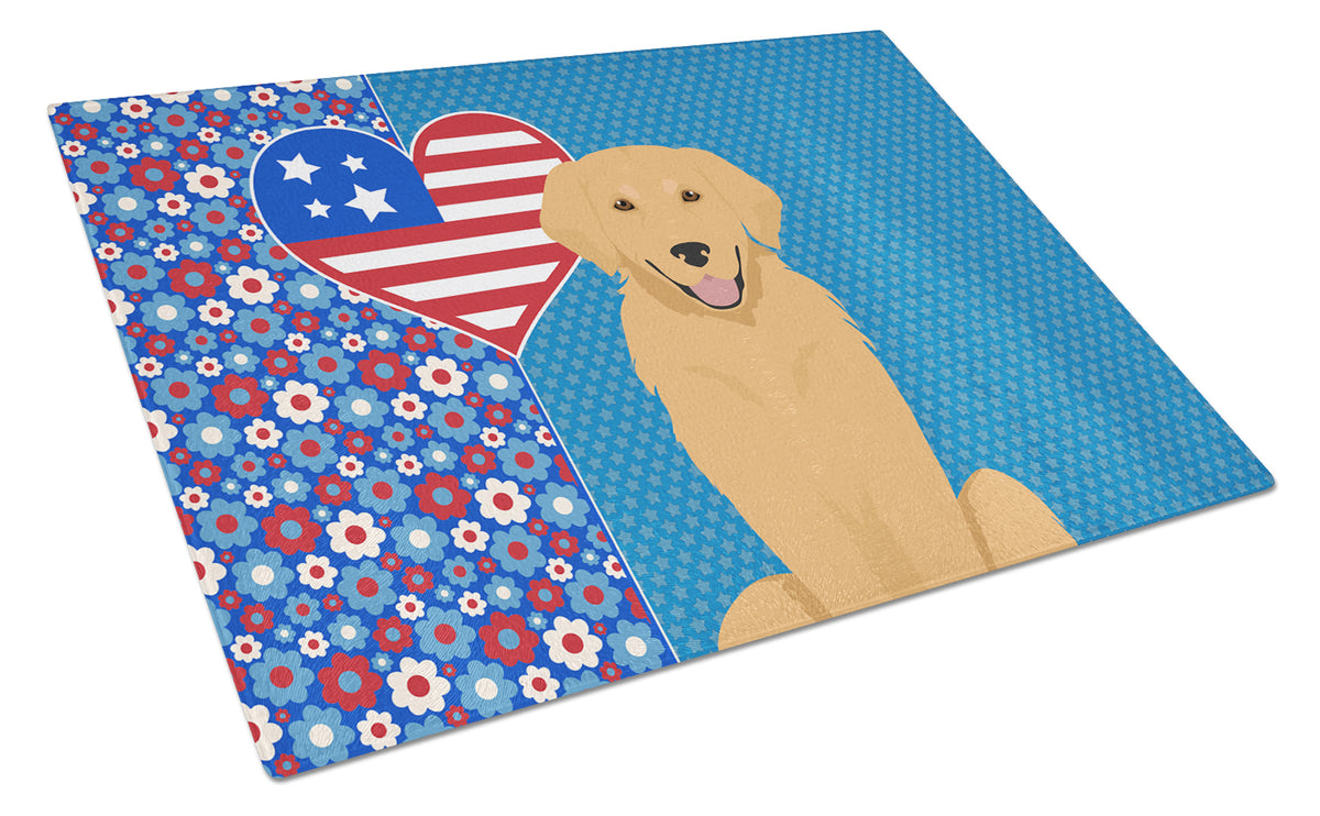Buy this Gold Golden Retriever USA American Glass Cutting Board Large