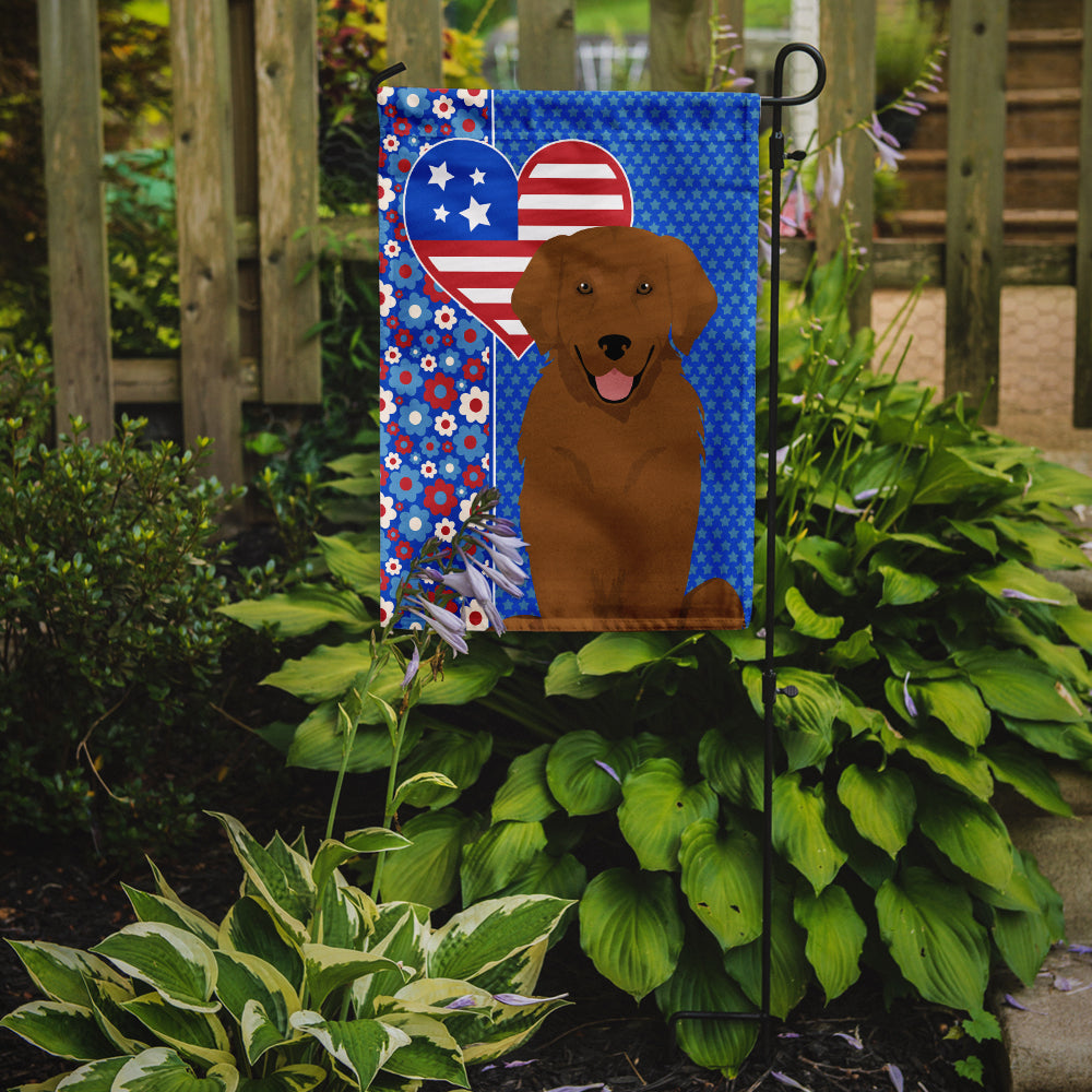 Mahogany Golden Retriever USA American Flag Garden Size