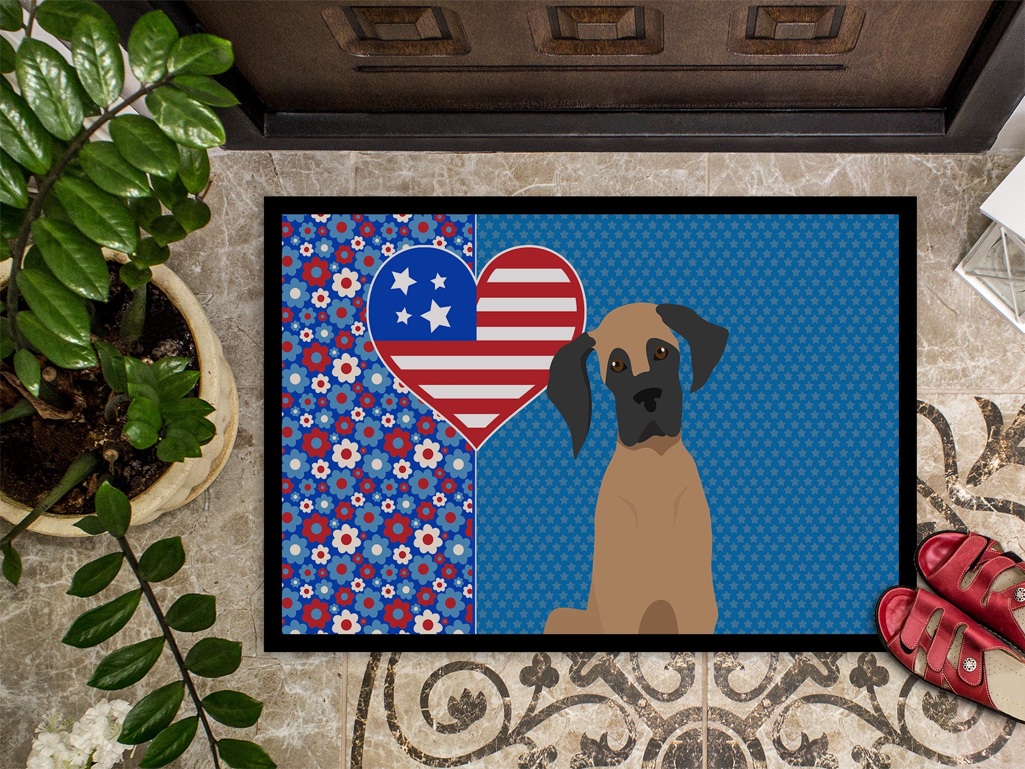 Fawn Great Dane USA American Indoor or Outdoor Mat 24x36 - the-store.com