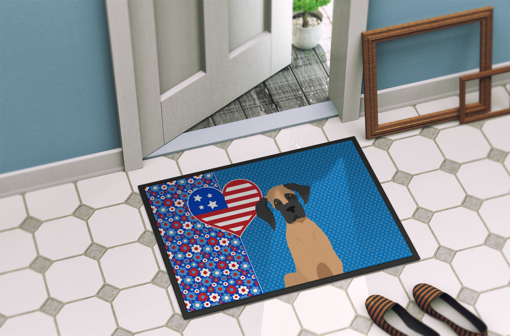 Fawn Great Dane USA American Indoor or Outdoor Mat 24x36 - the-store.com