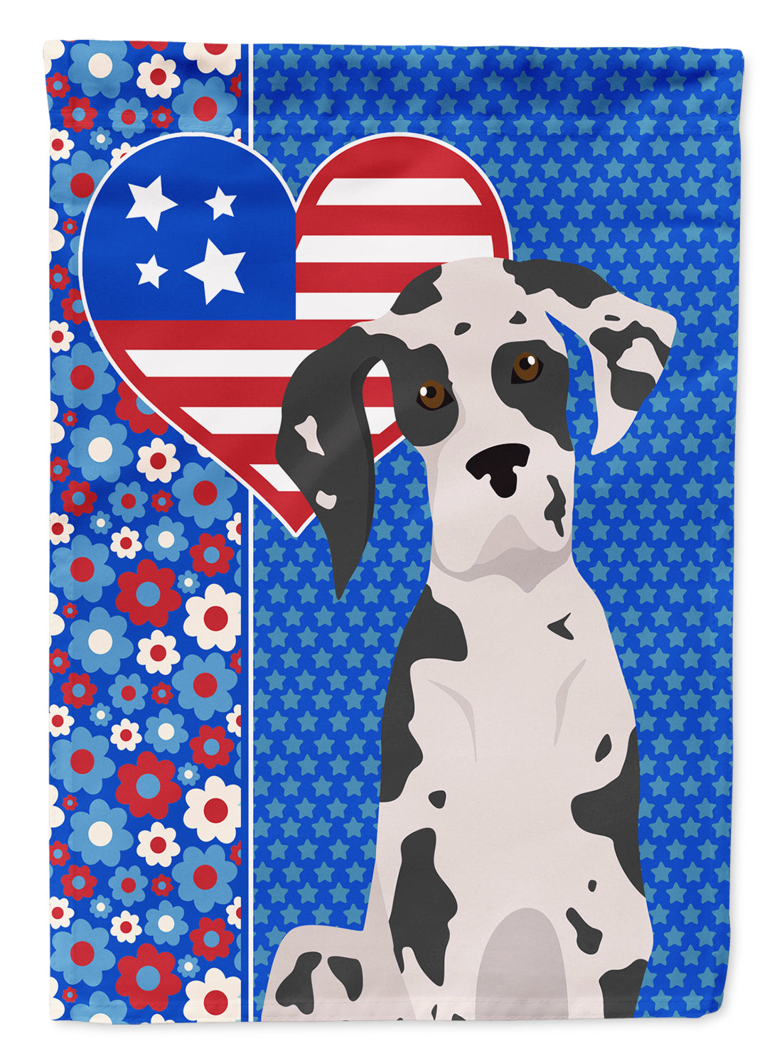 Harlequin Great Dane USA American Flag Garden Size  the-store.com.